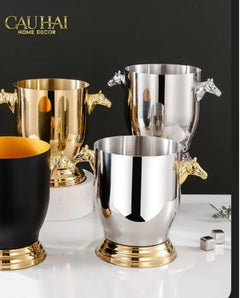 Maison Couture - Xô Đá Phiên Bản Allure - Malta Cheval Équestre Ice Bucket - Noire Gold 6L 18x24-CẬU HAI HOME DECOR