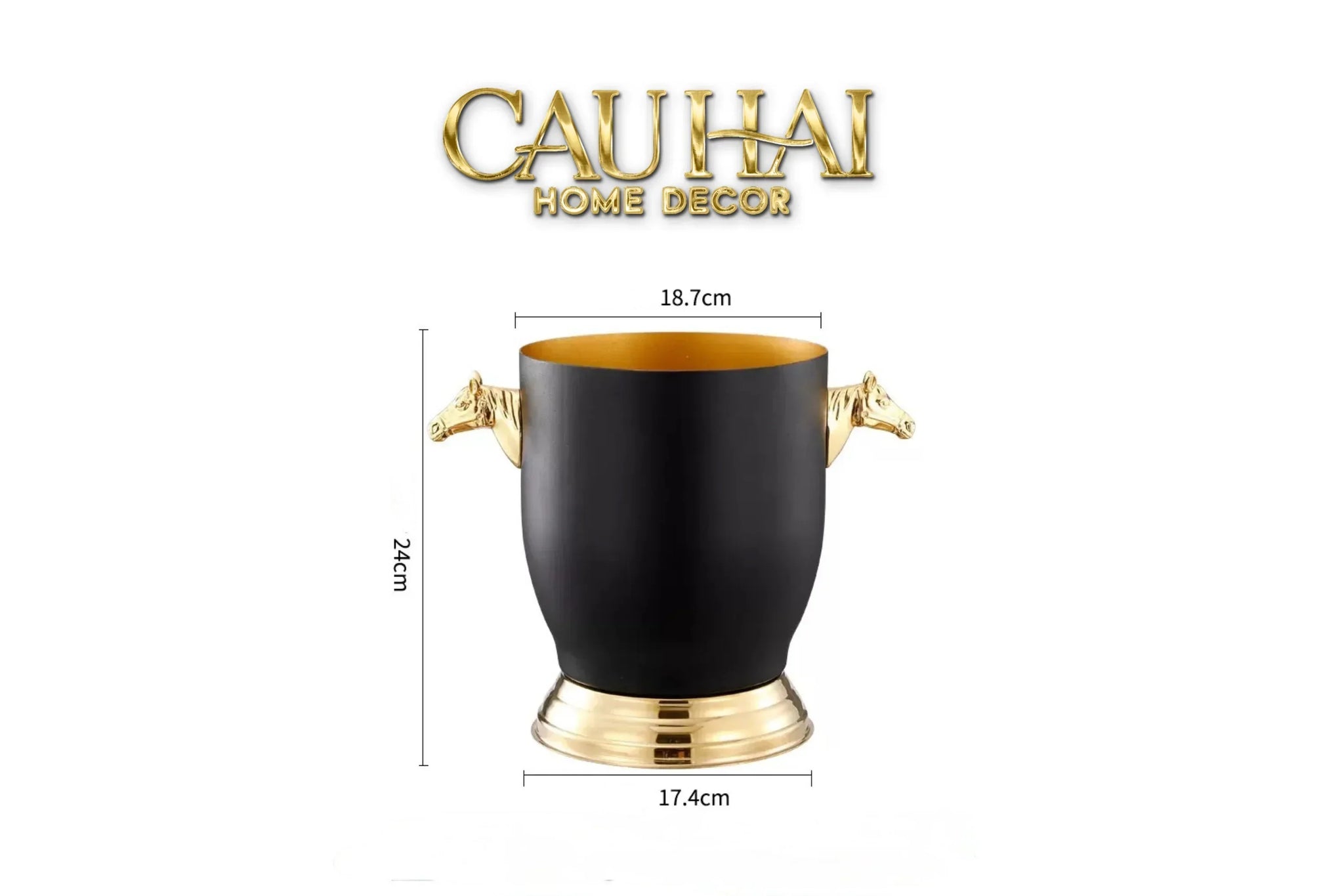 Maison Couture - Xô Đá Phiên Bản Allure - Malta Cheval Équestre Ice Bucket - Noire Gold 6L 18x24-CẬU HAI HOME DECOR