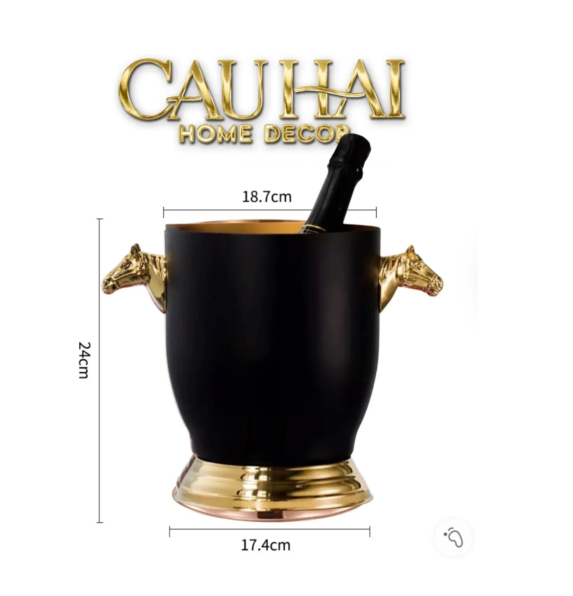 Maison Couture - Xô Đá Phiên Bản Allure - Malta Cheval Équestre Ice Bucket - Noire Gold 6L 18x24-CẬU HAI HOME DECOR
