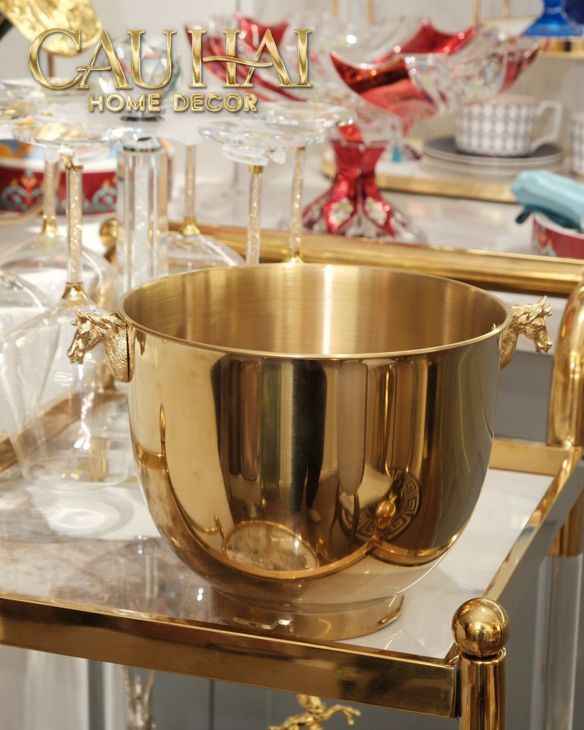 Maison Couture - Xo Da Uop Vang Stainless Steel Cheval Royal D'Or Ice Bucket-XÔ ĐÁ-CẬU HAI HOME DECOR
