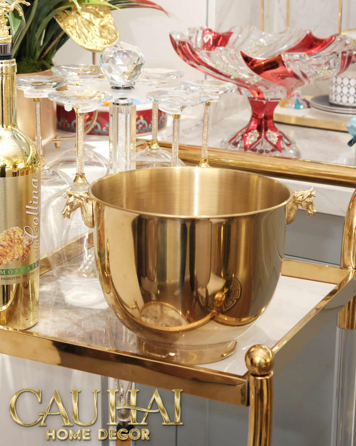Maison Couture - Xo Da Uop Vang Stainless Steel Cheval Royal D'Or Ice Bucket-XÔ ĐÁ-CẬU HAI HOME DECOR
