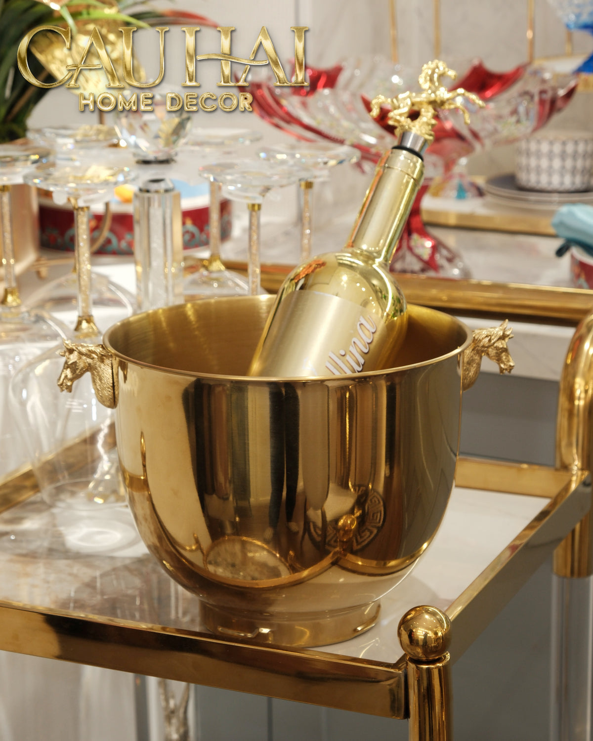 Maison Couture - Xo Da Uop Vang Stainless Steel Cheval Royal D'Or Ice Bucket-XÔ ĐÁ-CẬU HAI HOME DECOR