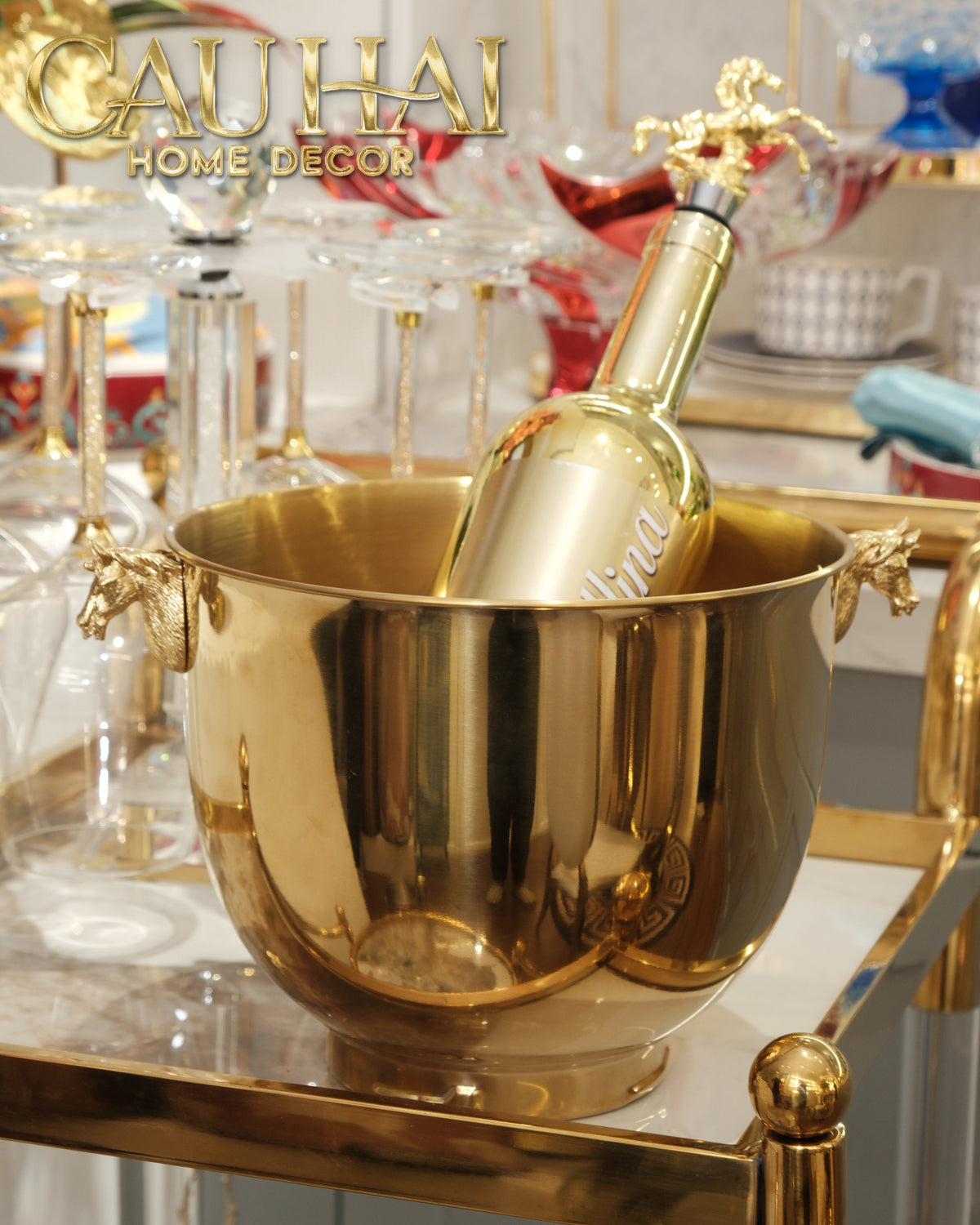 Maison Couture - Xo Da Uop Vang Stainless Steel Cheval Royal D'Or Ice Bucket-XÔ ĐÁ-CẬU HAI HOME DECOR