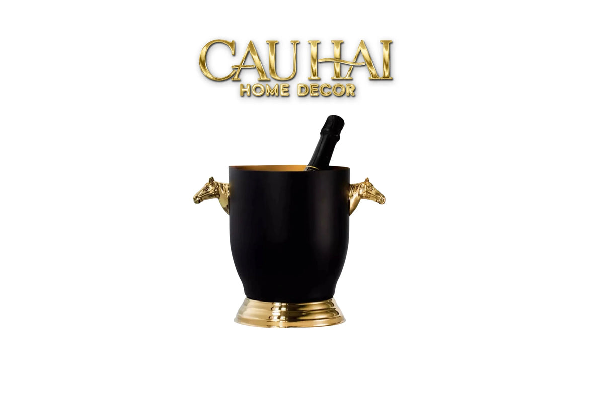 Maison Couture - Xô Đá Ướp Vang Stainless Steel Cheval Équestre Ice Bucket - Metalic Gold 6L 18x24-XÔ ĐÁ-CẬU HAI HOME DECOR