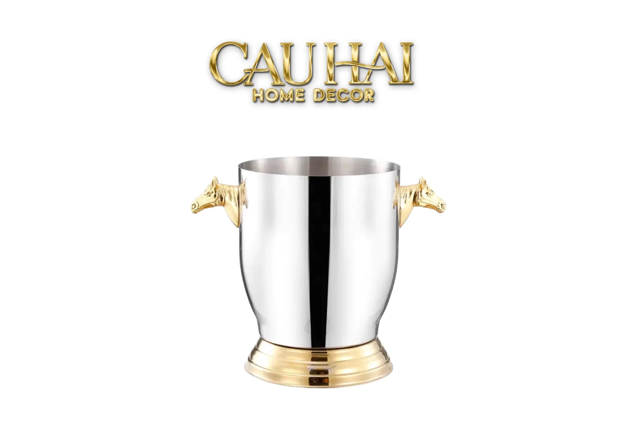 Maison Couture - Xô Đá Ướp Vang Stainless Steel Cheval Équestre Ice Bucket - Metalic Gold 6L 18x24-CẬU HAI HOME DECOR