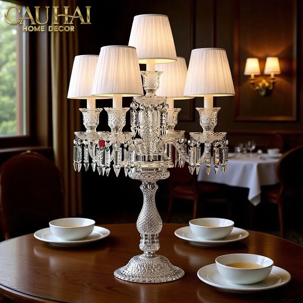 Maison Cristalleries Couture - Đèn Pha Lê 5 Đỉnh Candelabre Couronne Zénith Classique Lamp H72-ĐÈN BÀN-CẬU HAI HOME DECOR-CẬU HAI HOME DECOR