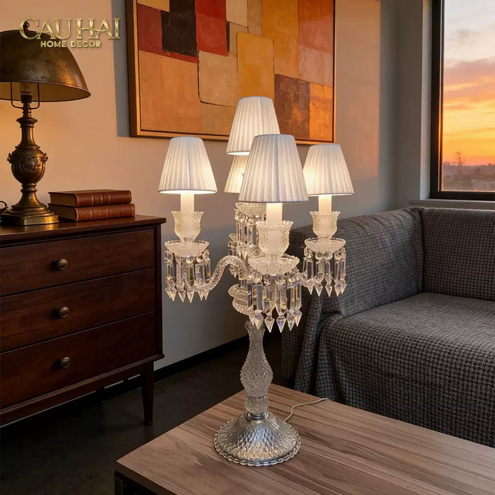 Maison Cristalleries Couture - Đèn Pha Lê 5 Đỉnh Candelabre Couronne Zénith En Classique Lamp H72-CẬU HAI HOME DECOR
