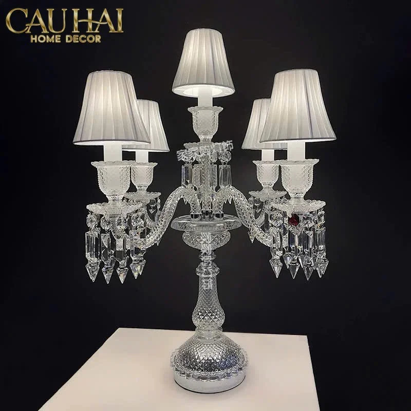 Maison Cristalleries Couture - Đèn Pha Lê 5 Đỉnh Candelabre Couronne Zénith En Classique Lamp H72-CẬU HAI HOME DECOR