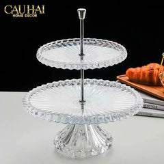Maison Cristalleries Couture - Đĩa Pha Lê 2 Tầng Lumière Couronne Étagère 2 Niveaux 34x37-CẬU HAI HOME DECOR