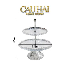 Maison Cristalleries Couture - Đĩa Pha Lê 2 Tầng Lumière Couronne Étagère 2 Niveaux 34x37-CẬU HAI HOME DECOR