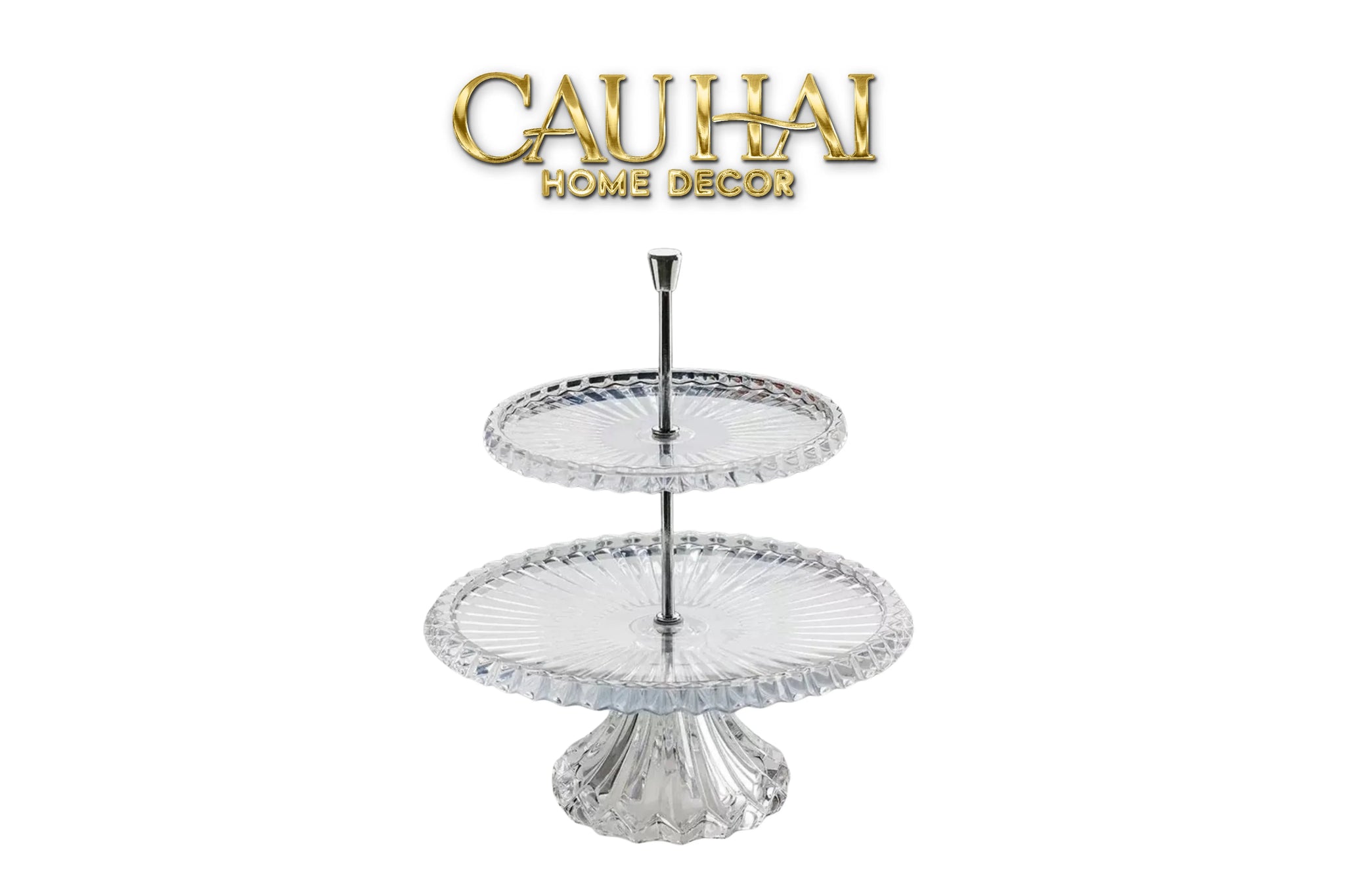 Maison Cristalleries Couture - Đĩa Pha Lê 2 Tầng Lumière Couronne Étagère 2 Niveaux 34x37-CẬU HAI HOME DECOR
