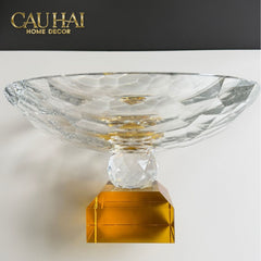 Maison Cristalleries Couture - Đĩa Trái Cây Pha Lê Amber Fruit Plates Centerpieces 9x28x15-CẬU HAI HOME DECOR