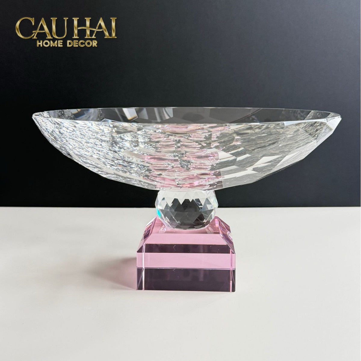 Maison Cristalleries Couture - Đĩa Trái Cây Pha Lê Amber Fruit Plates Centerpieces 9x28x15-Đĩa Trái Cây-CẬU HAI HOME DECOR