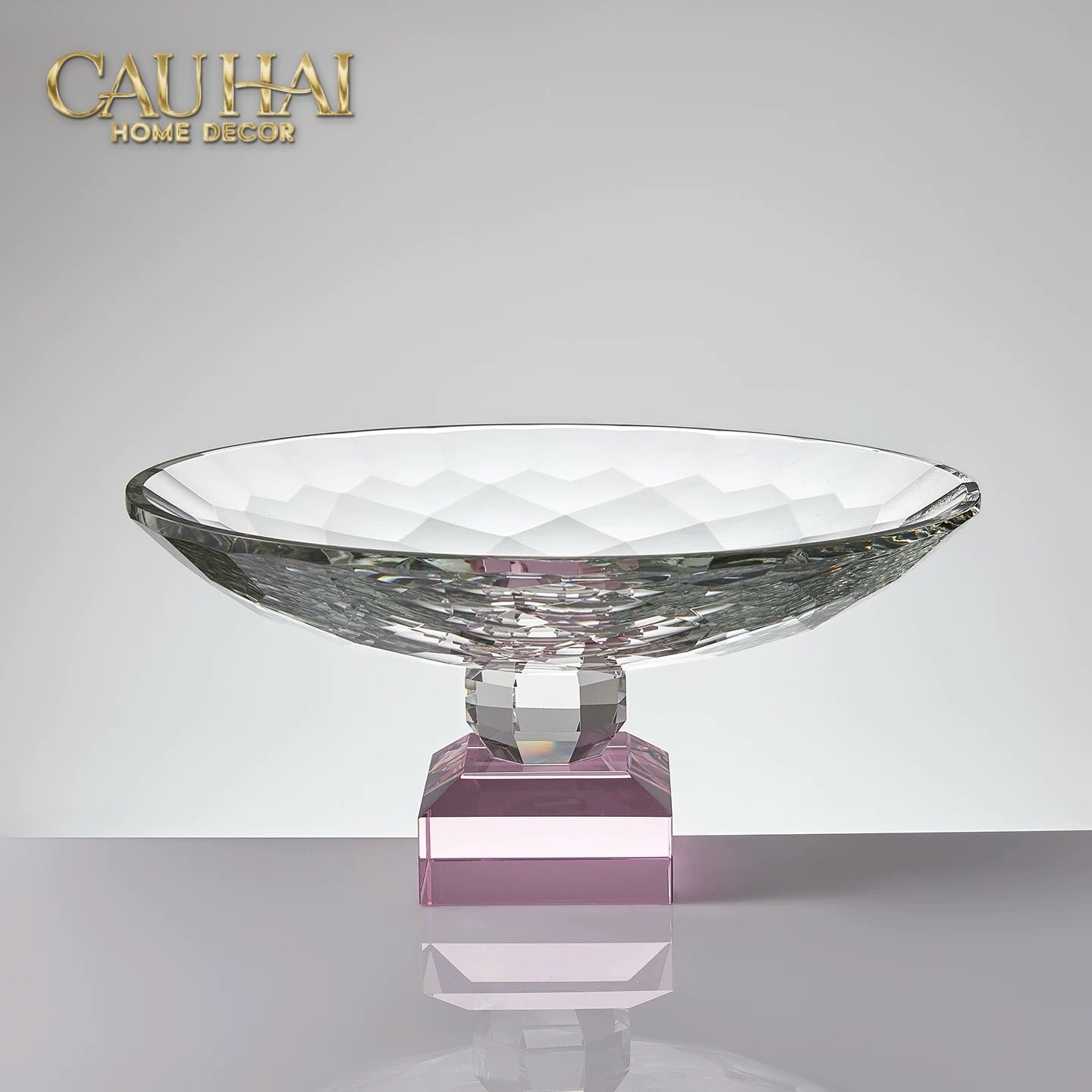 Maison Cristalleries Couture - Đĩa Trái Cây Pha Lê Eclat Candy Pink Centerpieces Fruit Plates 9x28x15-CẬU HAI HOME DECOR