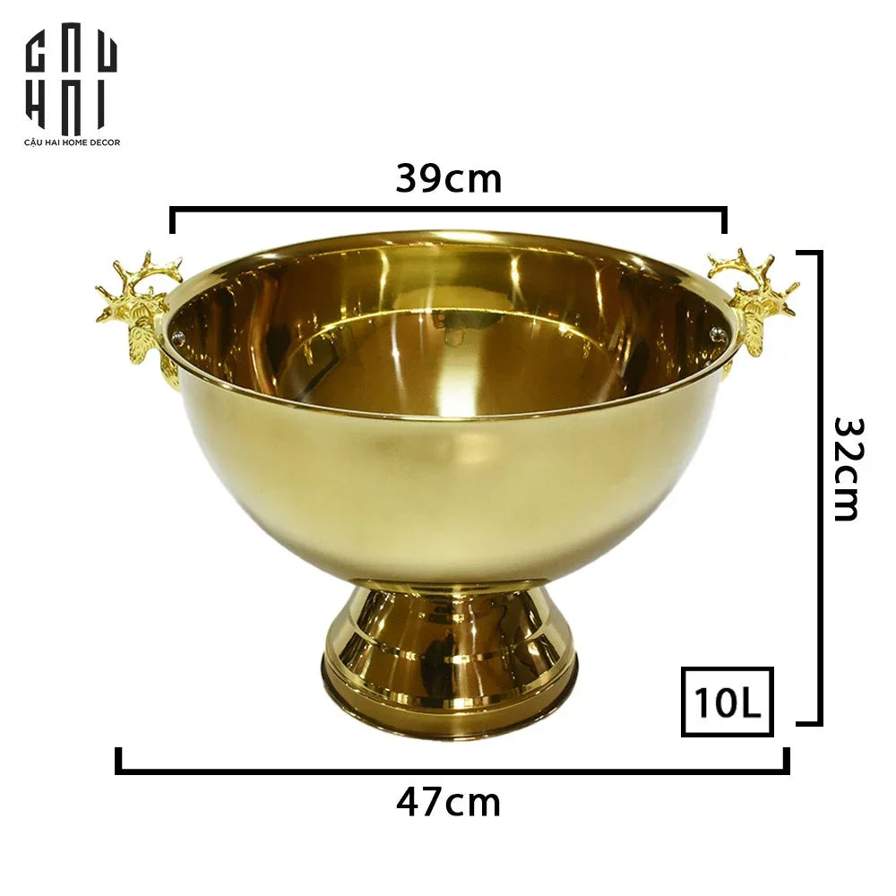 MAISON DE LUXE - GIANT GOLDEN ELK ICE BUCKET 10L SS25-CẬU HAI HOME DECOR