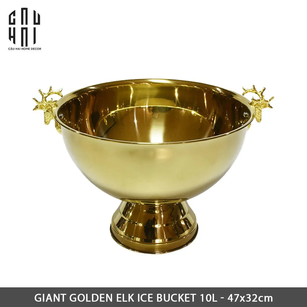 MAISON DE LUXE - GIANT GOLDEN ELK ICE BUCKET 10L SS25-CẬU HAI HOME DECOR
