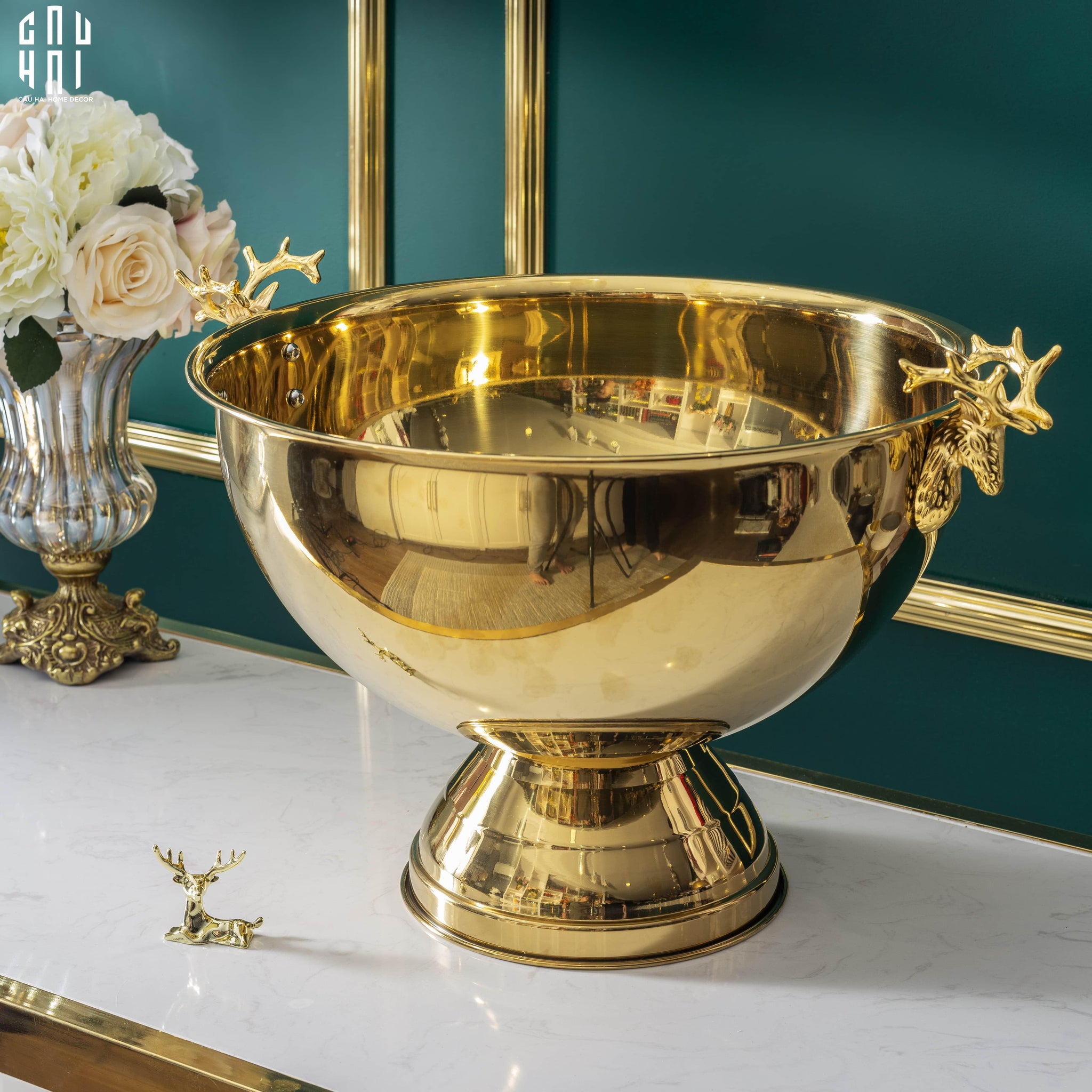 MAISON DE LUXE - GIANT GOLDEN ELK ICE BUCKET 10L SS25-CẬU HAI HOME DECOR