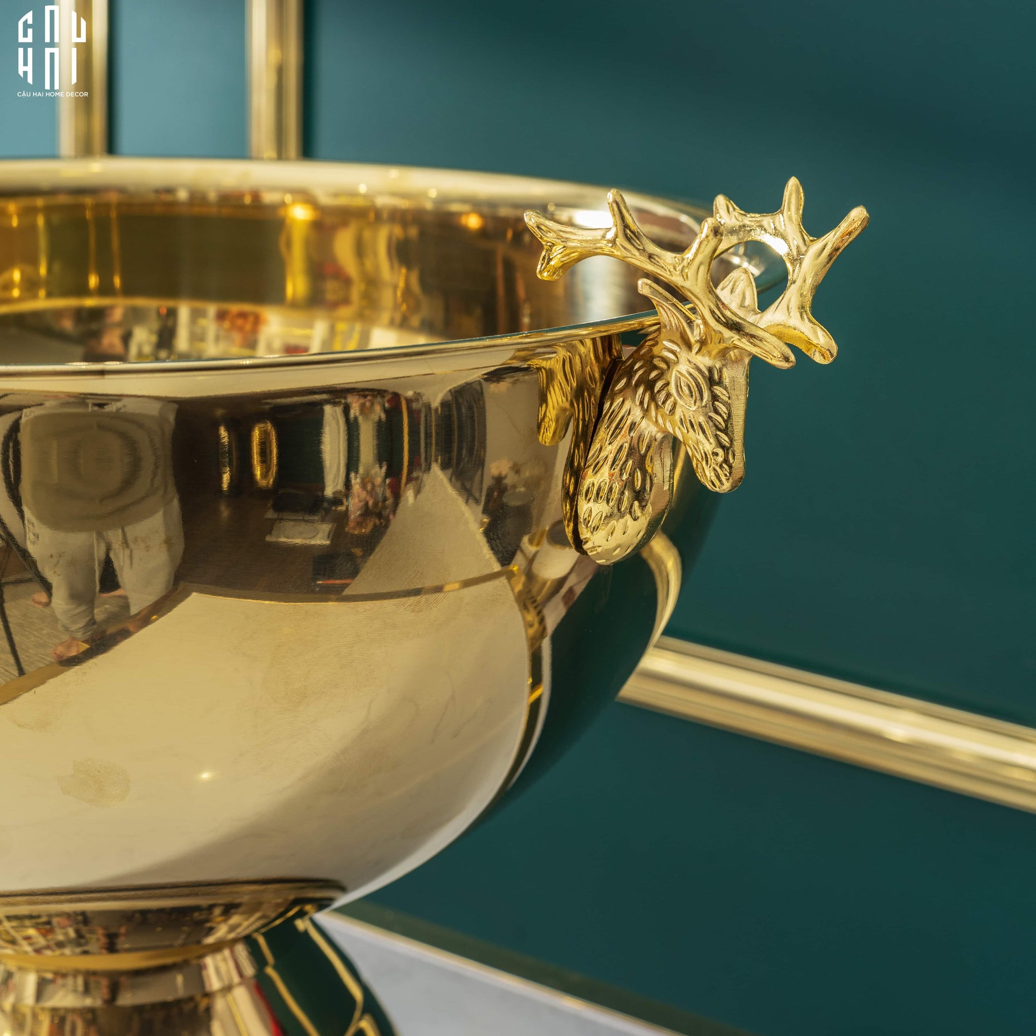 MAISON DE LUXE - GIANT GOLDEN ELK ICE BUCKET 10L SS25-CẬU HAI HOME DECOR