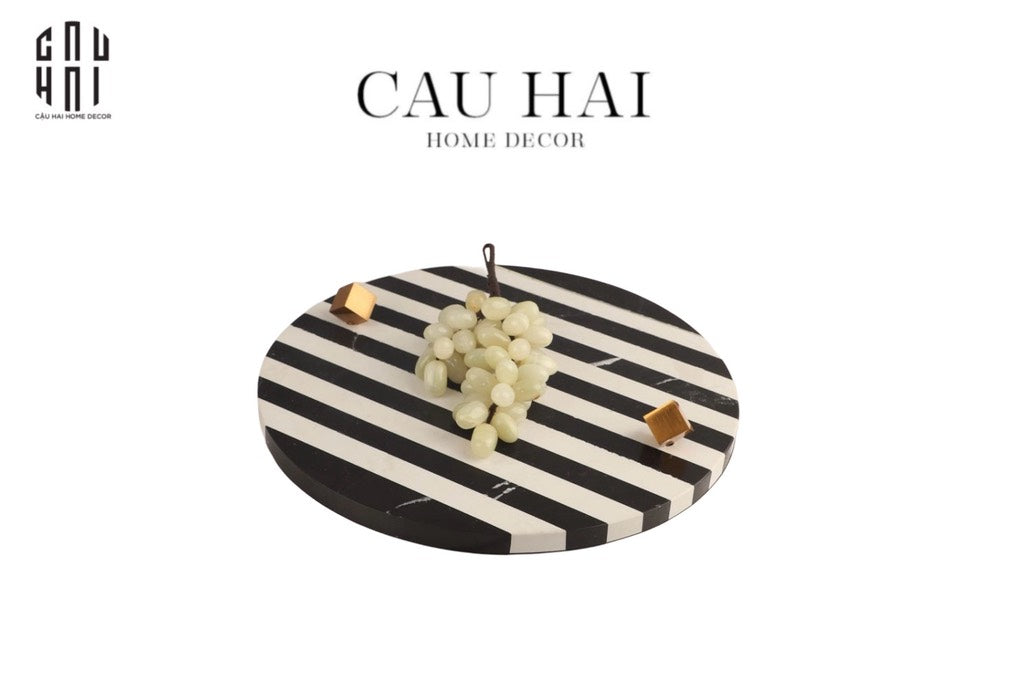 MAISON DE NATURE - MARBLE STONE ART TRAY - KHAY ĐÁ TỰ NHIÊN L'ORACLE BLANC OU NOIR-CẬU HAI HOME DECOR