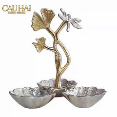 Maison Elysian Couture - Đĩa Trái Cây Đồng Mạ Bạc Triptyque · Indira Atelier Ginkgo Platinum Decorative Trays 22x22-CẬU HAI HOME DECOR