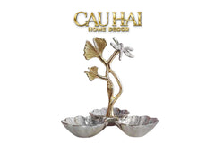Maison Elysian Couture - Đĩa Trái Cây Đồng Mạ Bạc Triptyque · Indira Atelier Ginkgo Platinum Decorative Trays 22x22-CẬU HAI HOME DECOR