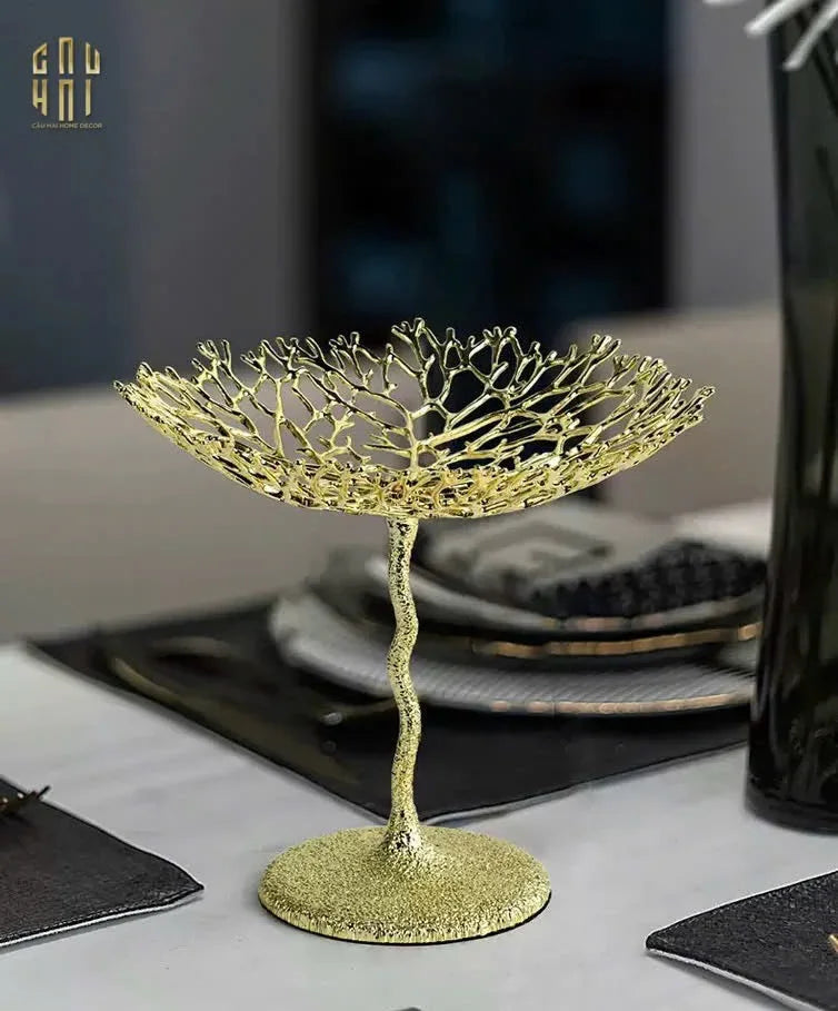 Maison Elysian Couture - Đĩa Trái Cây San Hô Bằng Đồng Aureum Doré Corail Centerpieces 23x27-CẬU HAI HOME DECOR