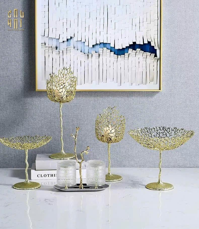 Maison Elysian Couture - Đĩa Trái Cây San Hô Bằng Đồng Aureum Doré Corail Centerpieces 23x27-CẬU HAI HOME DECOR