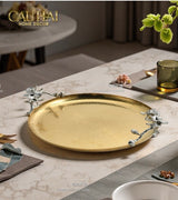 Maison Elysian Couture - Khay Tròn Đồng Platinum Cataleya Indira Brasson Decorative Trays 27x30x8-KHAY TRANG TRÍ-CẬU HAI HOME DECOR