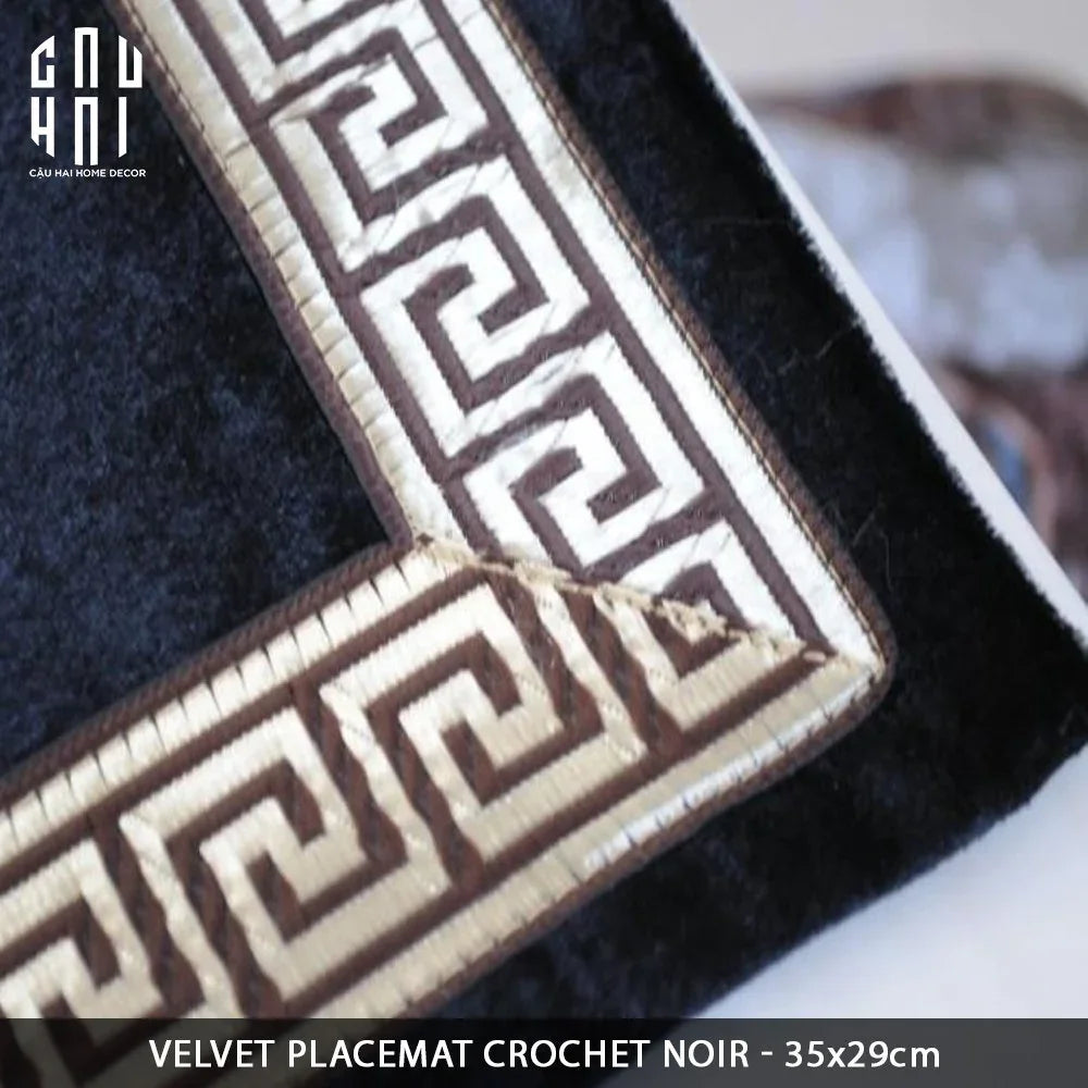 MIẾNG LÓT BÀN ĂN CROCHET - VELVET PLACEMAT CROCHET NOIR-CẬU HAI HOME DECOR