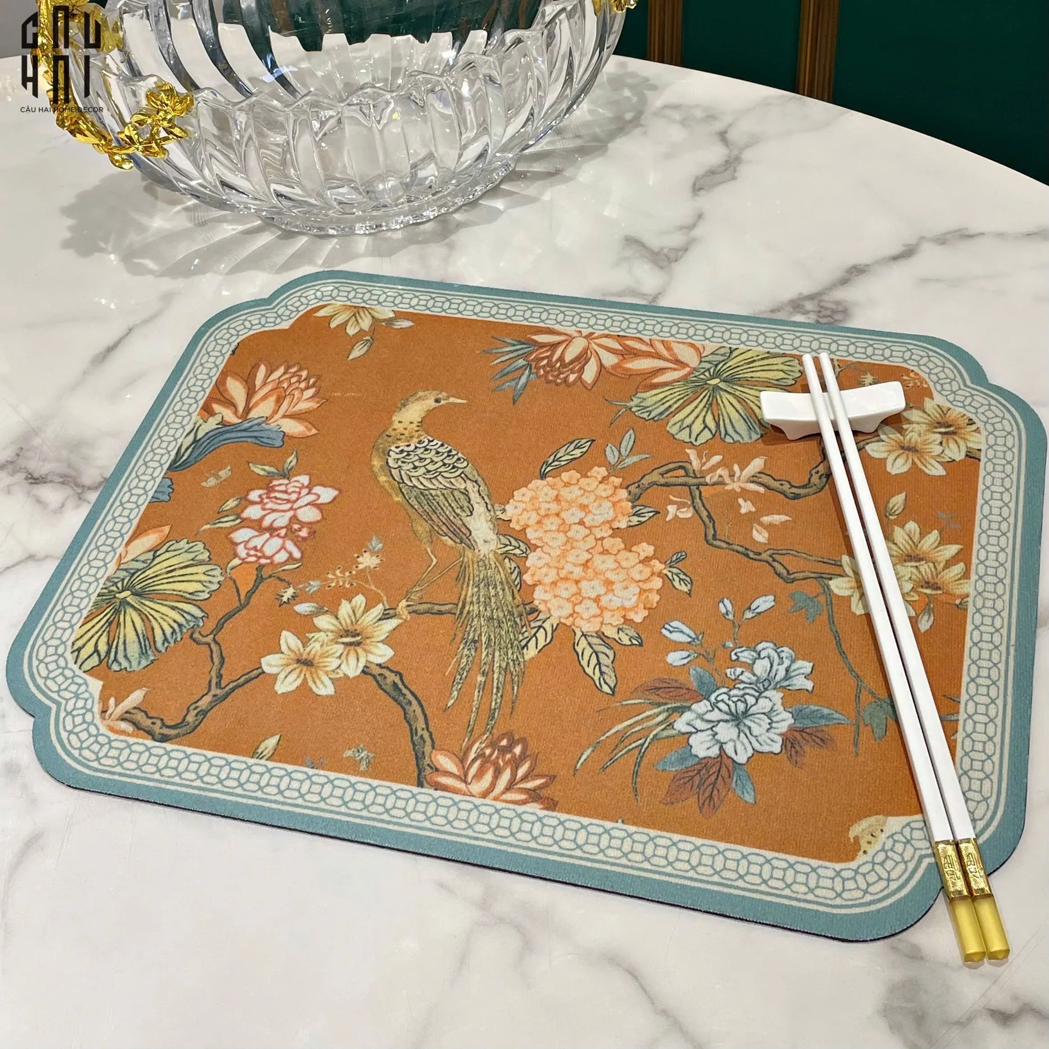 MIẾNG LÓT TRANG TRÍ ORANGE EMPEROR BIRD-CẬU HAI HOME DECOR