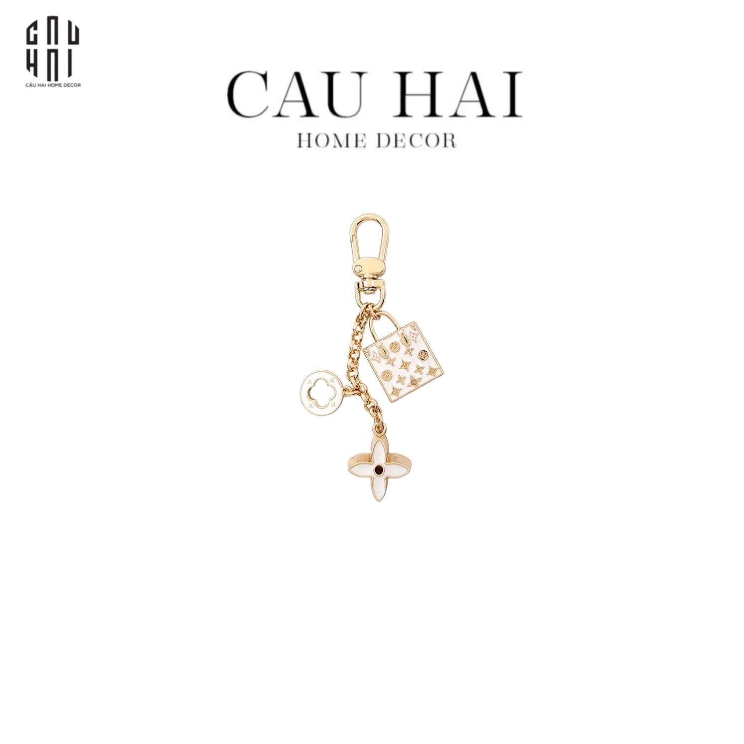 MÓC KHOÁ - CHARM CAO CẤP LOUIS V. HANDBAG - TRẮNG-CẬU HAI HOME DECOR