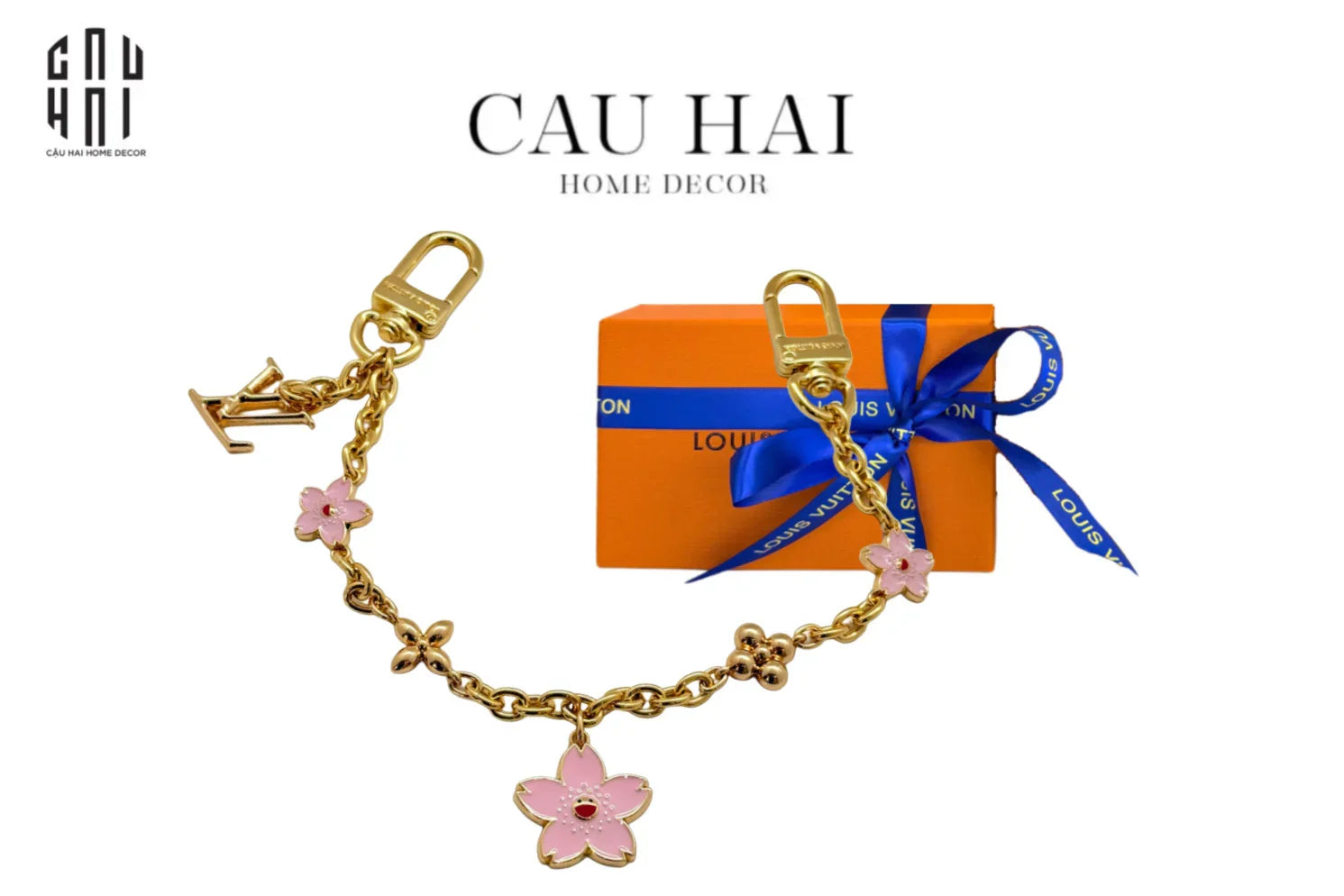 MÓC KHOÁ – CHARM TÚI CHERRY BLOSSOM BY LOUIS.V LONG TWIN FULLBOX-CẬU HAI HOME DECOR