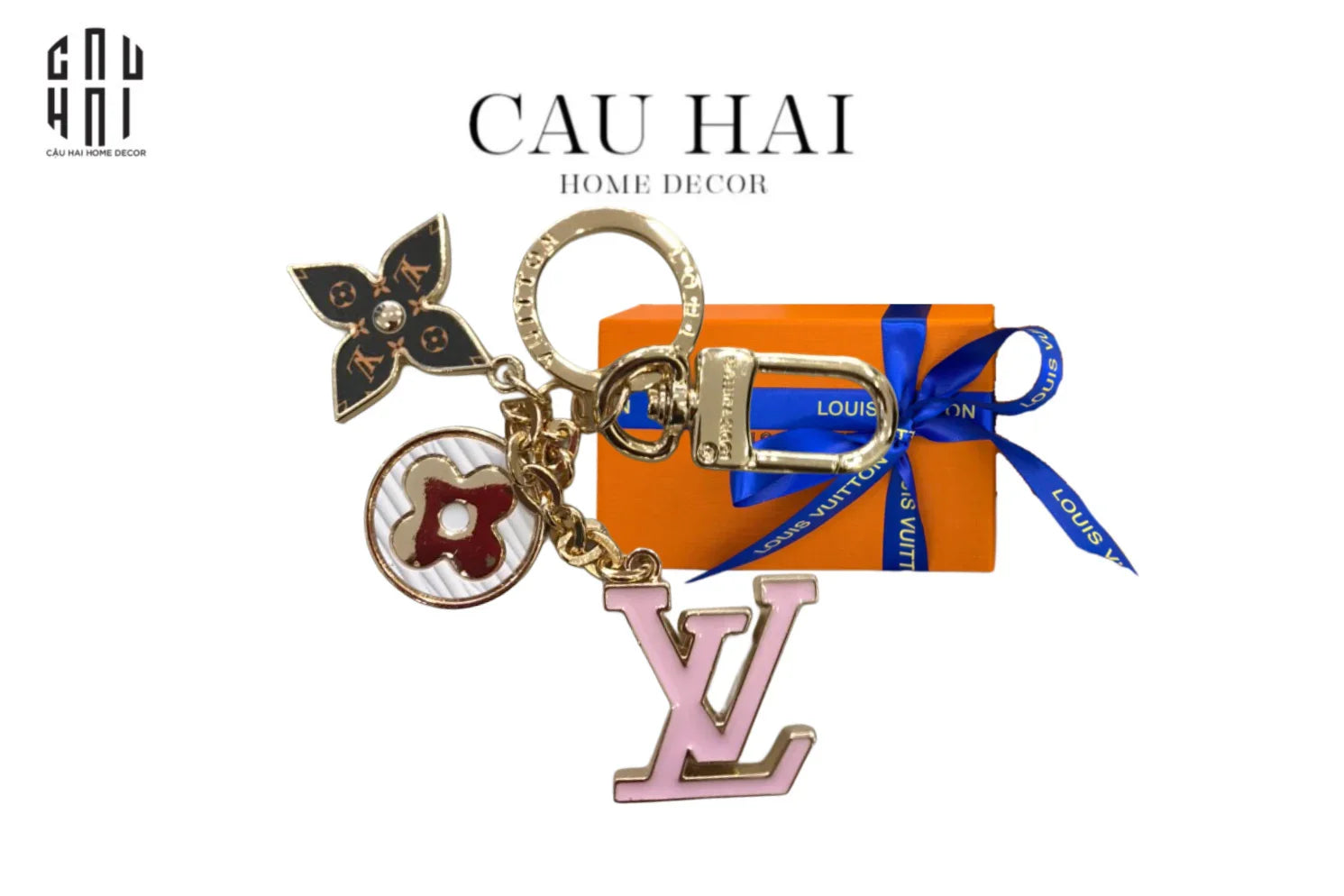 MÓC KHOÁ - CHARM TÚI LOUIS V. FLEUR DE MONOGRAM - LIGHT PINK-CẬU HAI HOME DECOR