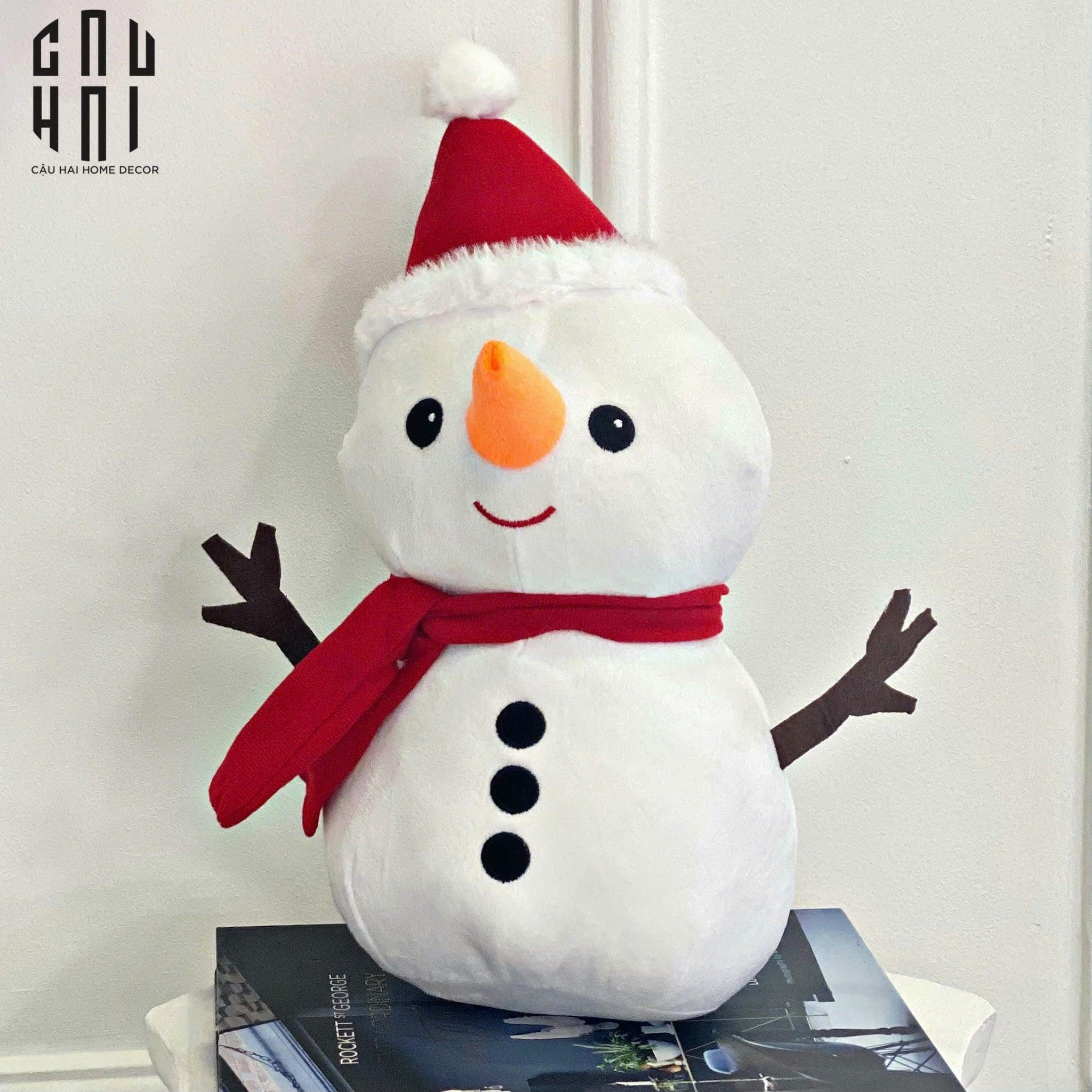 Người Tuyết - Lovely White Snow Man With Stick-CẬU HAI HOME DECOR