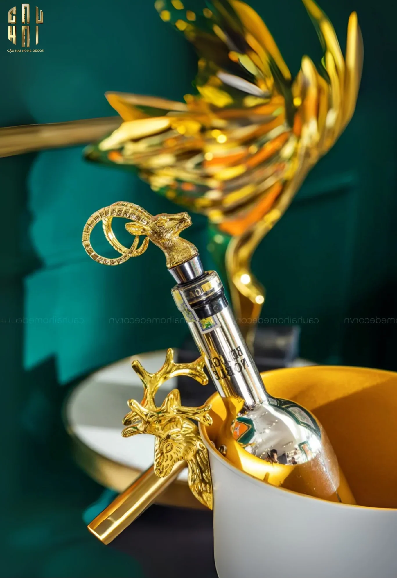 Nút Đậy Vang - Golden Antelope Wine Stopper Ss30-CẬU HAI HOME DECOR