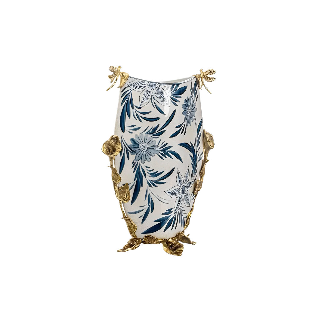 Maison Couture - Imperium Empire Divine Vase - Dragonfly Horizon Urn Indochine Bleu H35x24x16