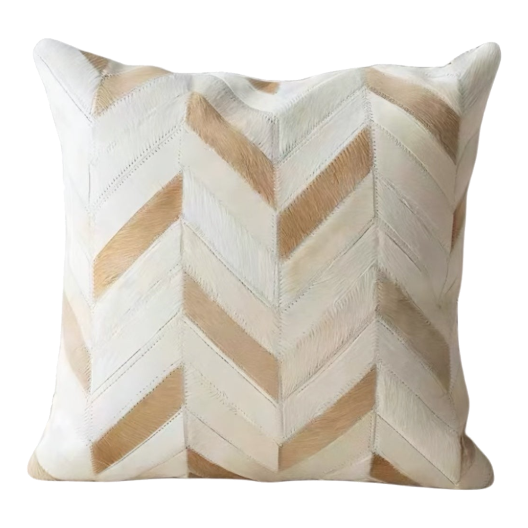 Vỏ Gối Da Bò Patchwork Équestre Sand Ivory 45x45