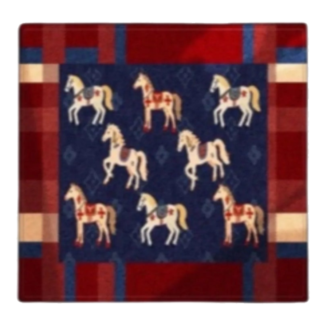Elevator Square Doormat 120x120 Royal Horse - Équestre Royale Bleu Fleur de Monogram