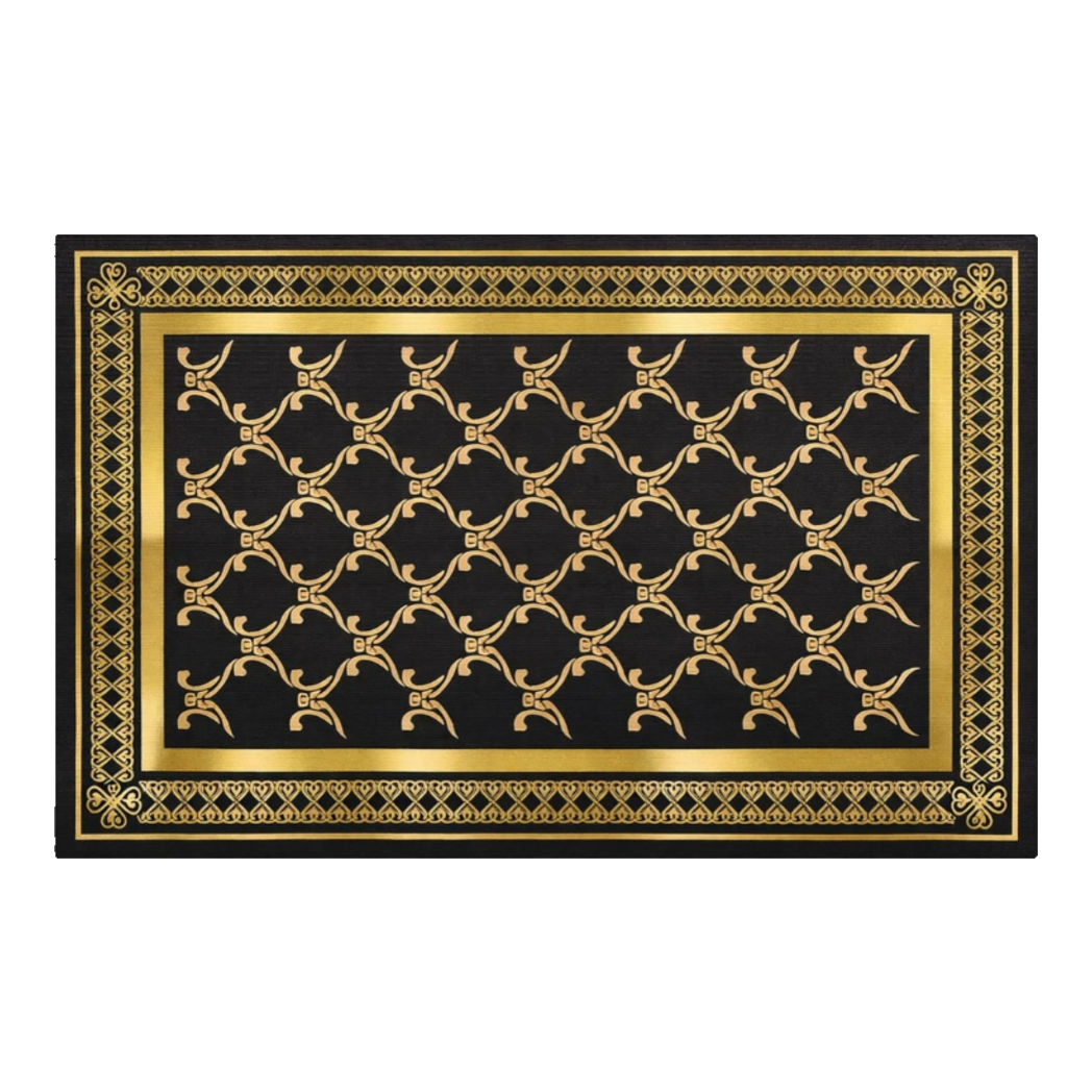 Premium Crystal Velvet Door Mat - 80x120 Imperial Roman Gold Scroll Border Premium Rugs