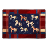 60x90 Woven Door Mat Royal Horse - Petite Équestre Royale Bleu Fleur de Monogram