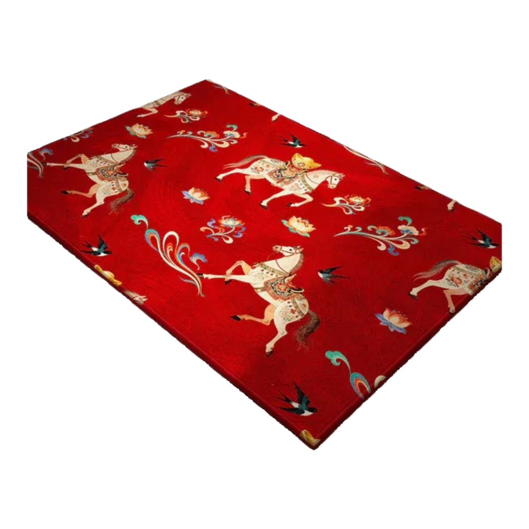 Belgian Velvet Door Mat 80x100 - Crimson Rouge Chevaux Royaux