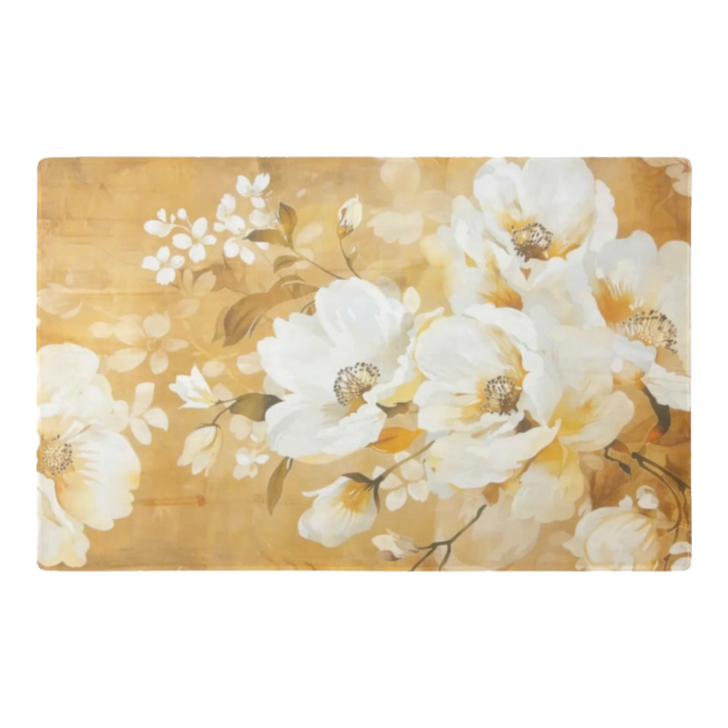 Belgian Velvet Door Mat 80x120 - Pivoine D’Ivoire Petal Serenity