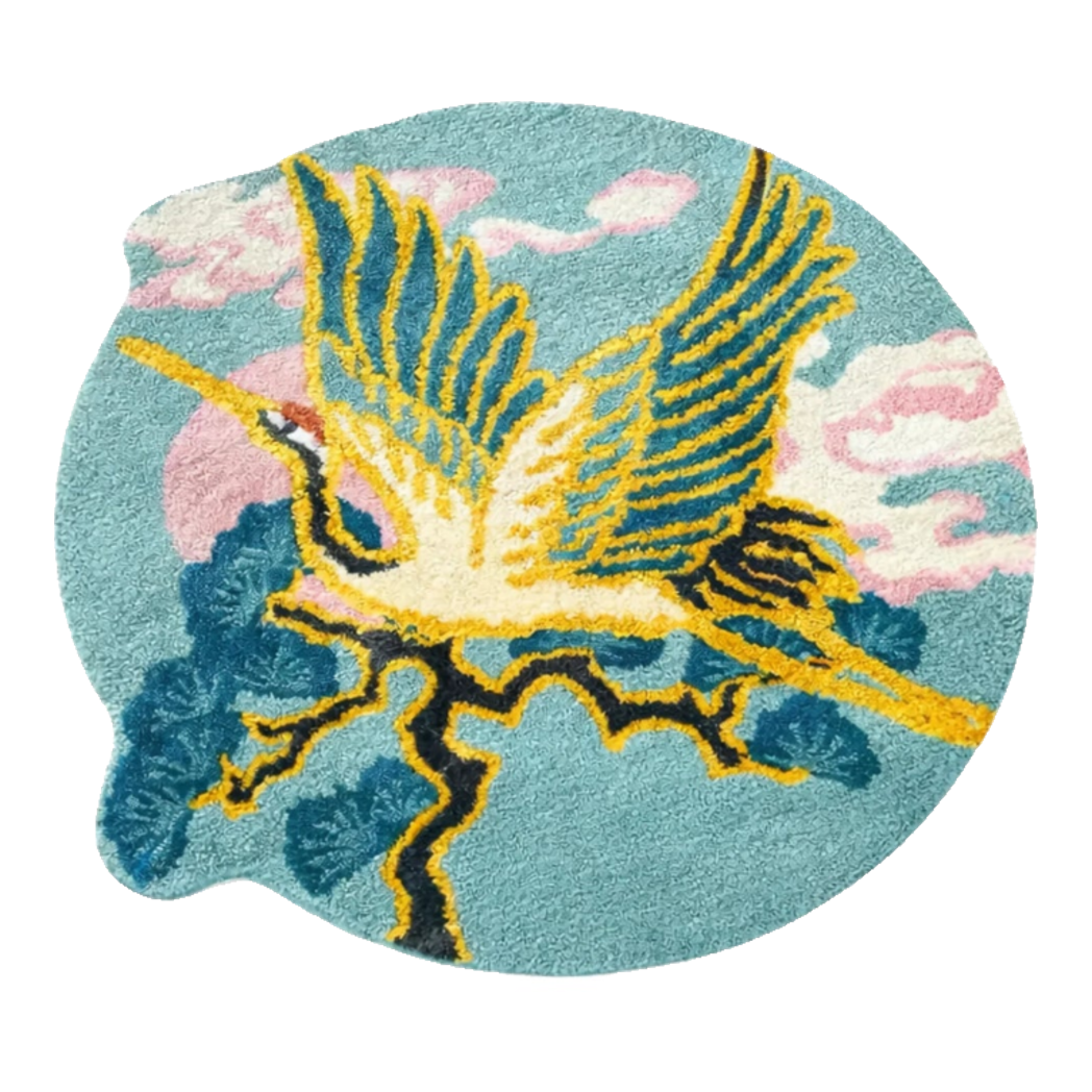 Maison Couture - D120 Woven Round Rug - Celestial Crane Nuage d’Azur Art Rugs