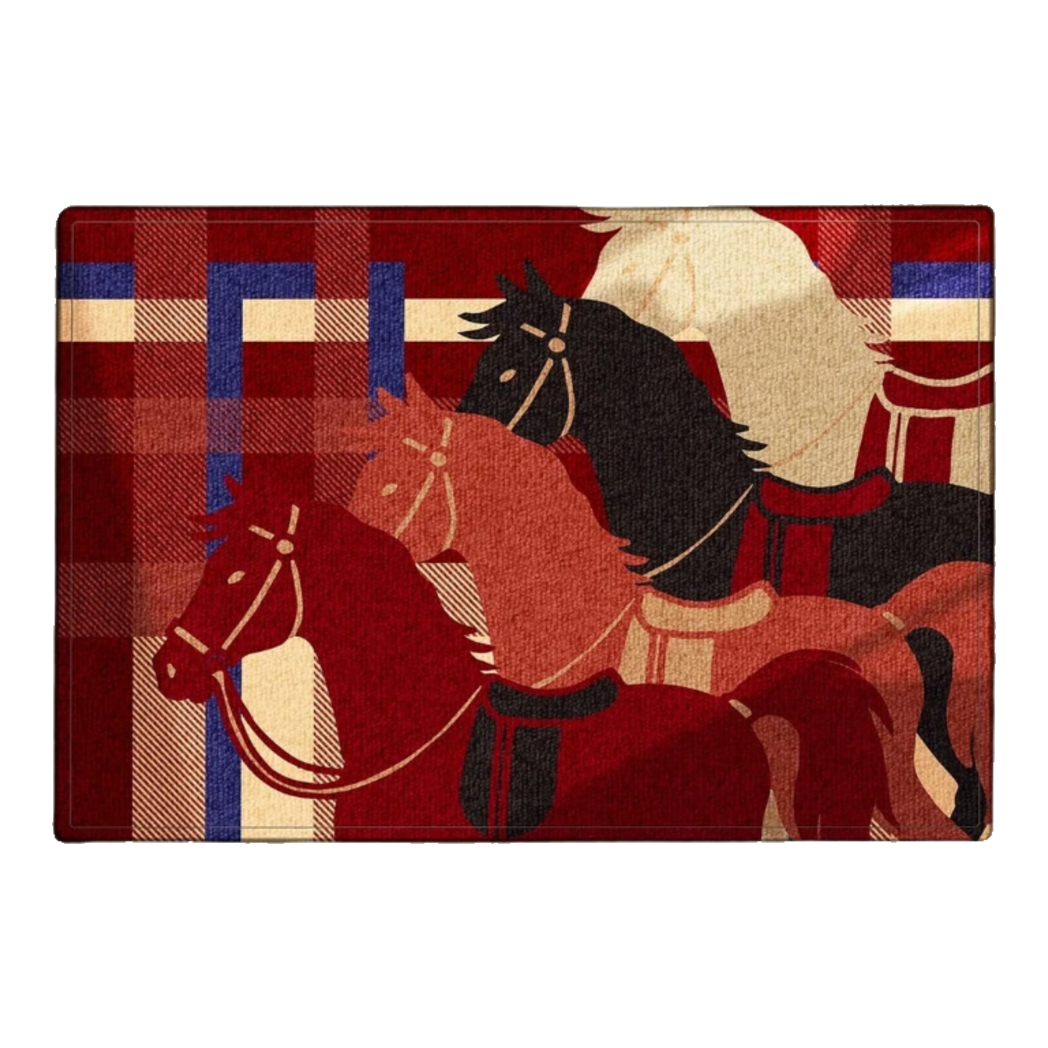 60x90 Woven Door Mat - The Royal Cavalry Horse - Les Trois Chevaux D’Empire