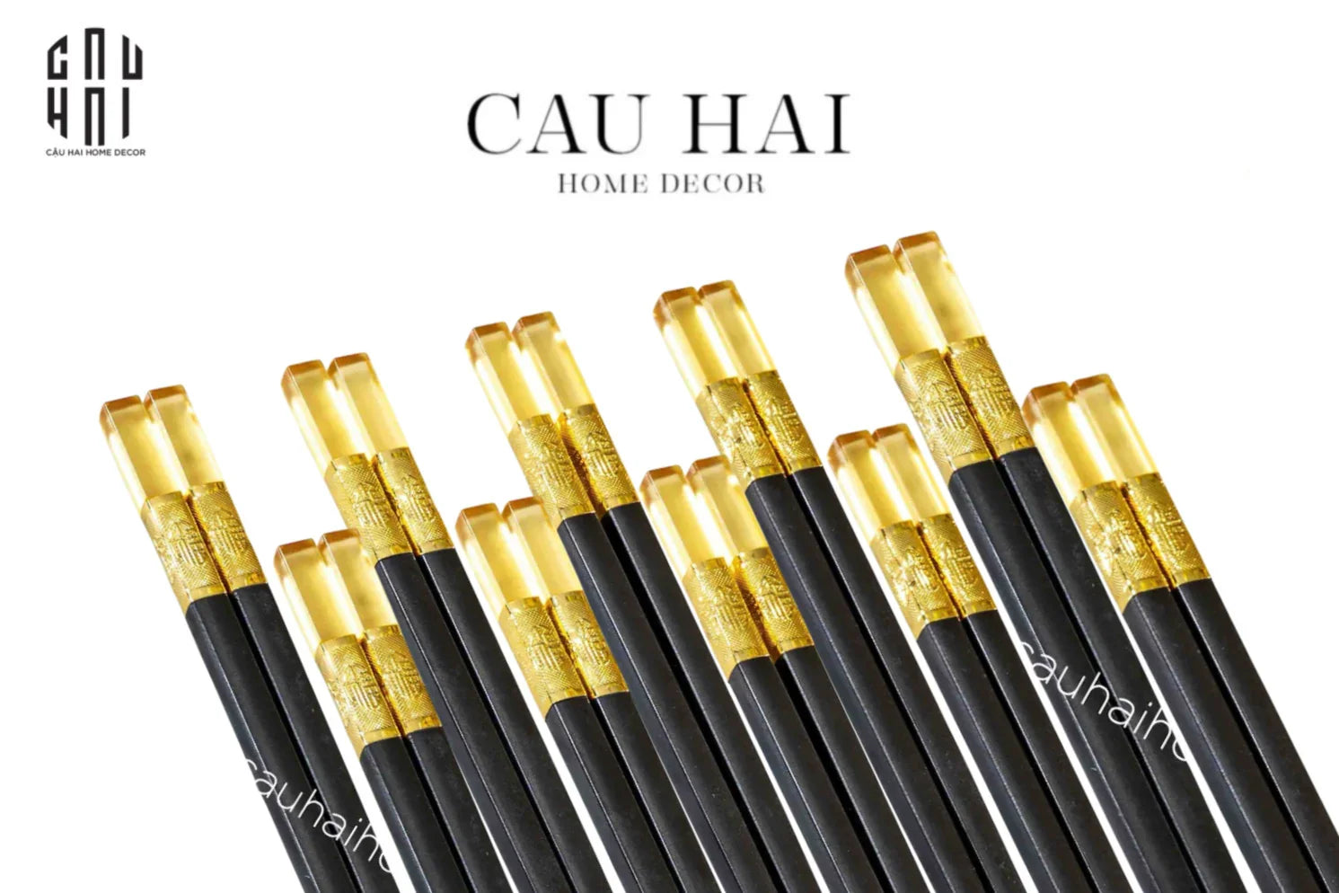 SET 10 ĐÔI ĐŨA AMBER BLACK-CẬU HAI HOME DECOR