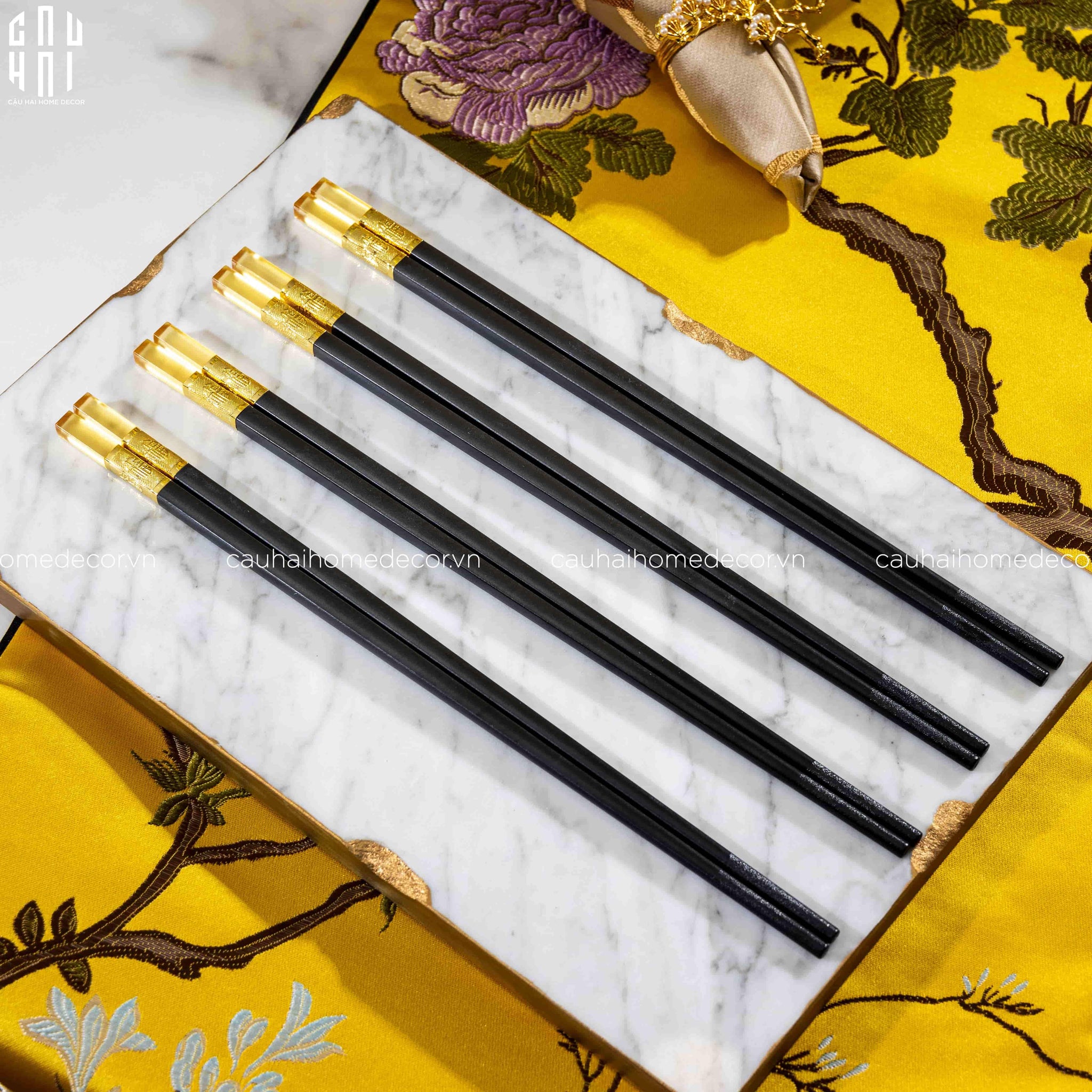 SET 10 ĐÔI ĐŨA AMBER BLACK-CẬU HAI HOME DECOR