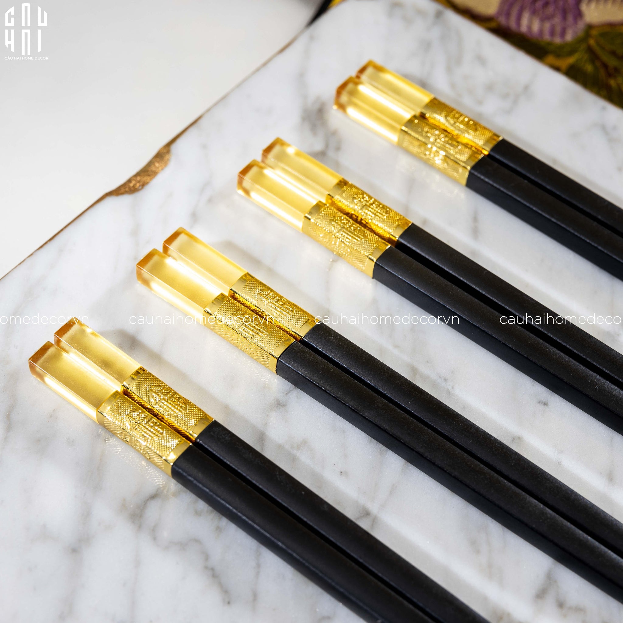 SET 10 ĐÔI ĐŨA AMBER BLACK-CẬU HAI HOME DECOR