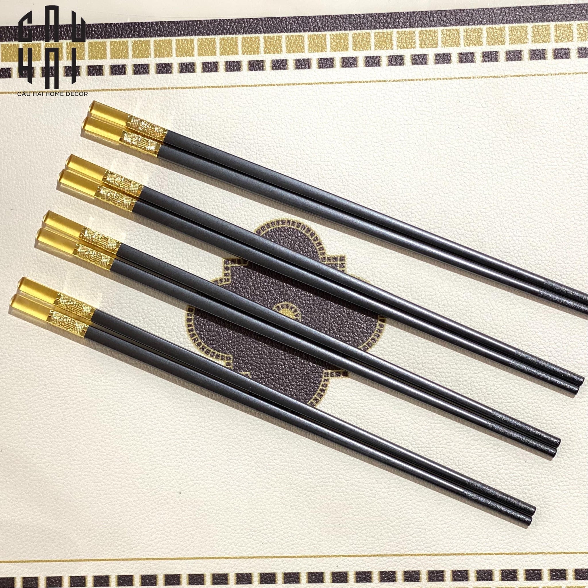 SET 10 ĐÔI ĐŨA AMBER BLACK-CẬU HAI HOME DECOR