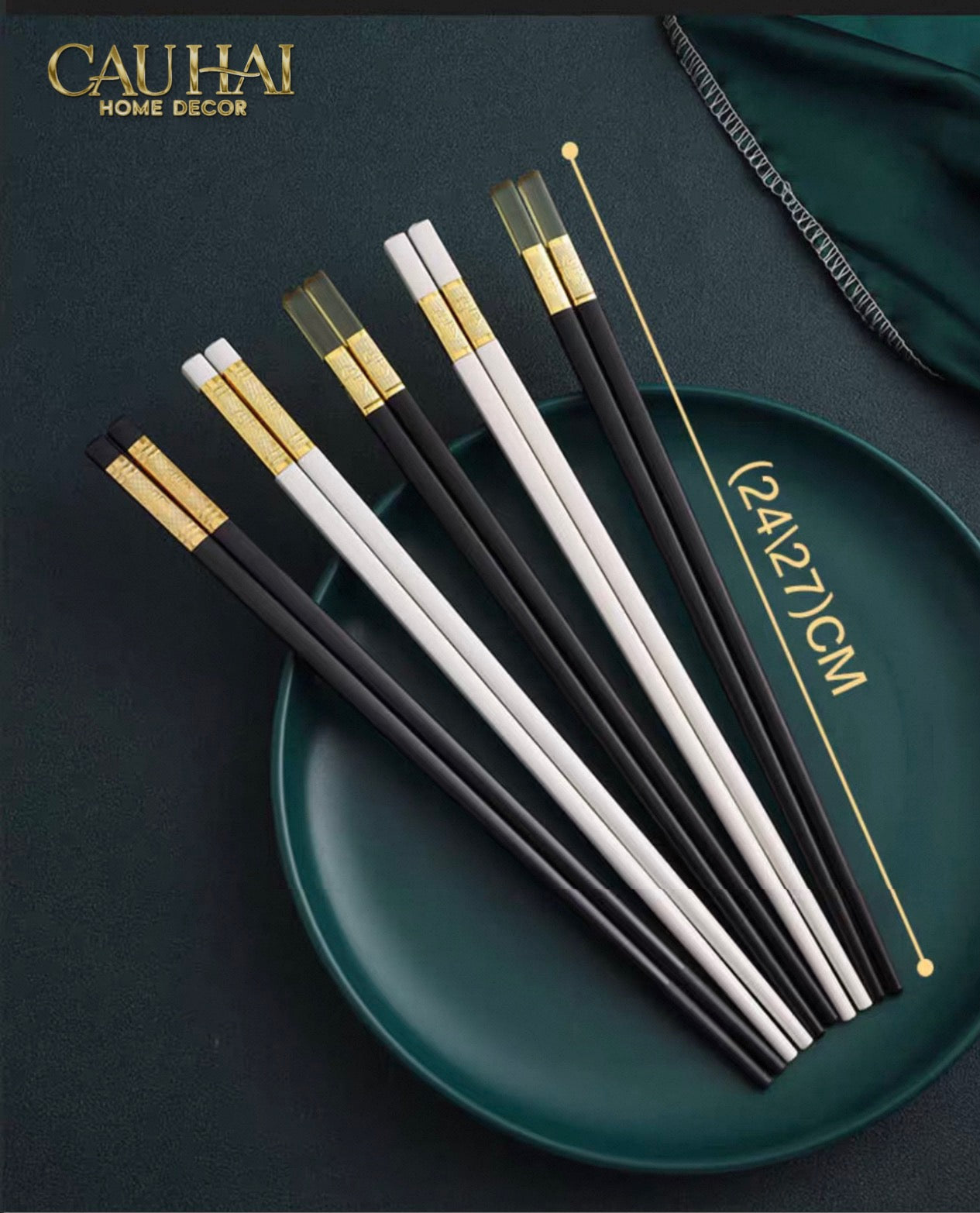 Set 10 Đôi Đũa Sợi Thuỷ Tinh - Amber Black Chopsticks 27cm-CẬU HAI HOME DECOR
