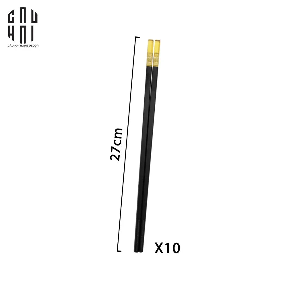 Set 10 Đôi Đũa Sợi Thuỷ Tinh - Amber Black Chopsticks 27cm-CẬU HAI HOME DECOR